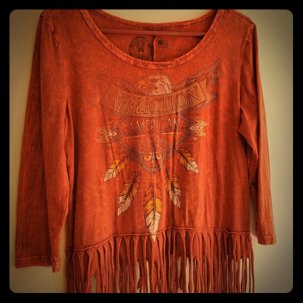 Affliction American Customs fringe top